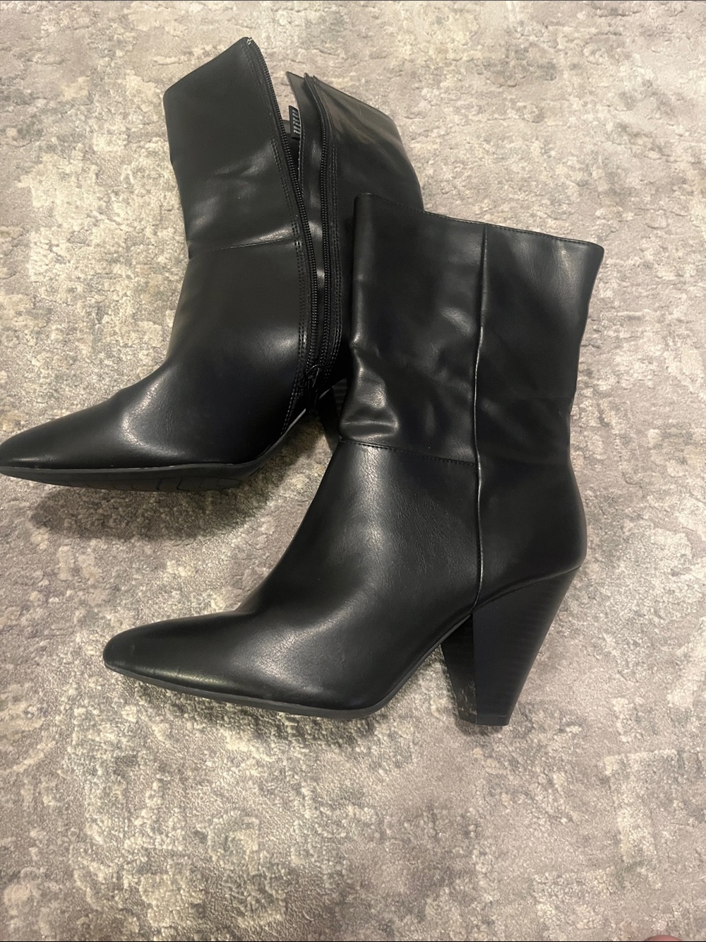 Christian Siriano Black Pointed Toe Mid-Calf Heeled Booties